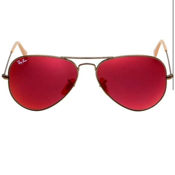 NEW Red Mirrored Ray Ban Aviator Sunlgasses - Picture 3 of 6